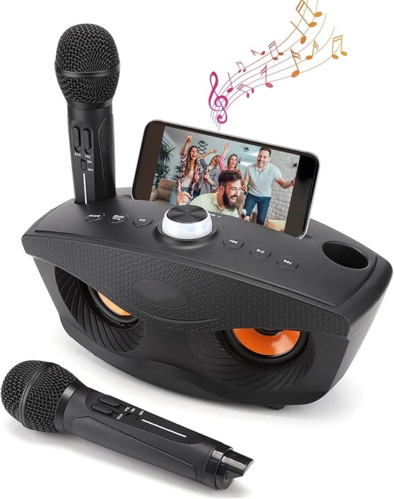 Wireless Bluetooth Speaker with Dual Microphone Set | Portable Karaoke System for Home, Parties & Events