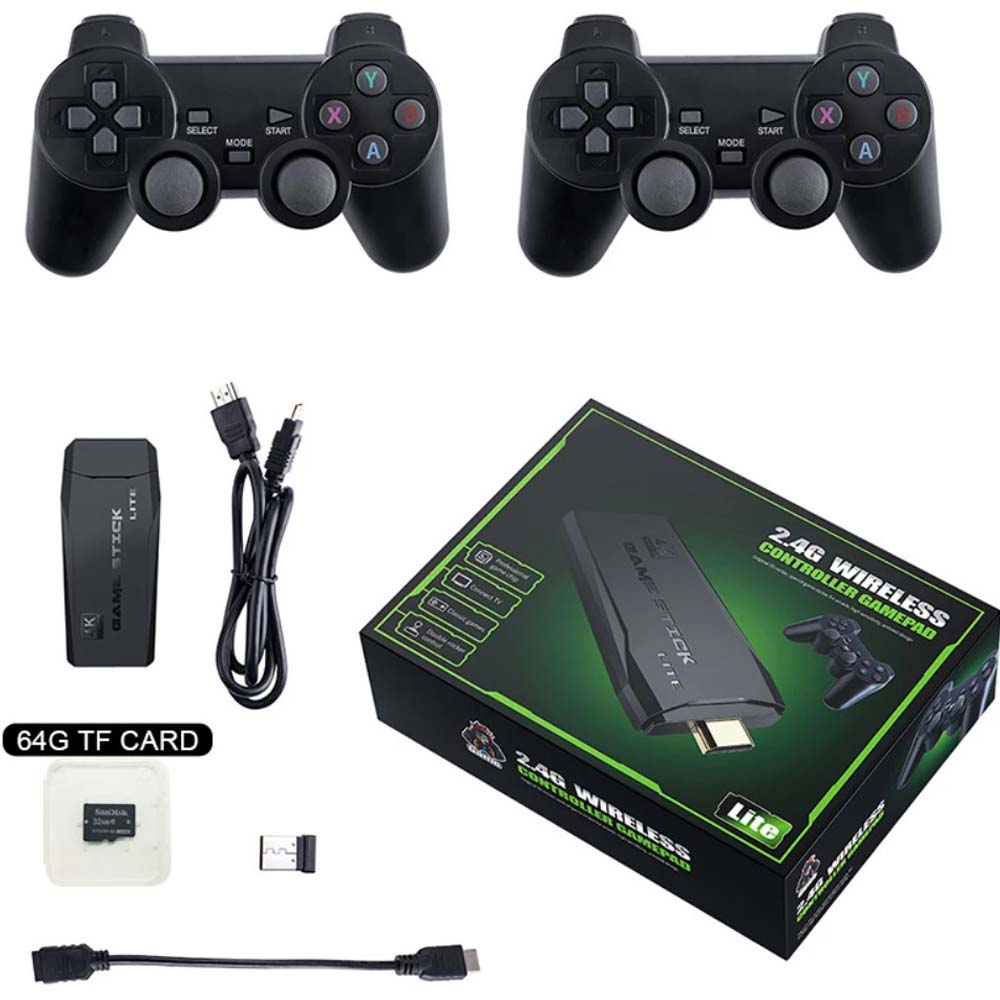 Retro Game Stick Lite - Plug & Play Console with 20,000+ Games, Dual 2.4G Wireless Controllers, 64G Storage (HDMI Ready)