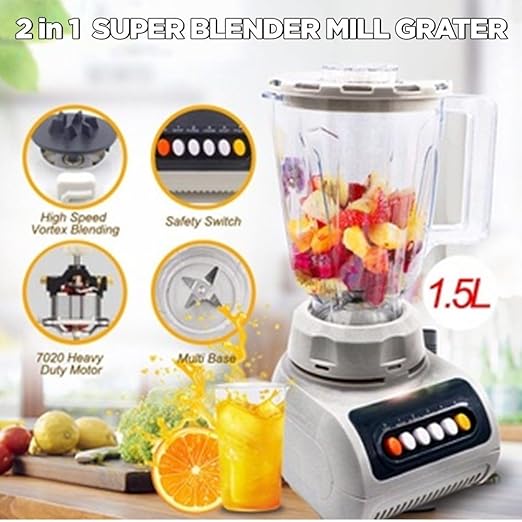 Electric Food Processor – Compact Blender Mixer with Stainless Steel Blades for Smoothies, Juices, Soups, and Sauces, Easy Cleanup and Multiple Speeds