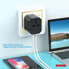 Universal Travel Adapter - All-in-One International Power Adapter with UK/US/AUS/EU Plugs & 4 USB Ports | Compact, Foldable, and Multi-Device Charging Solution