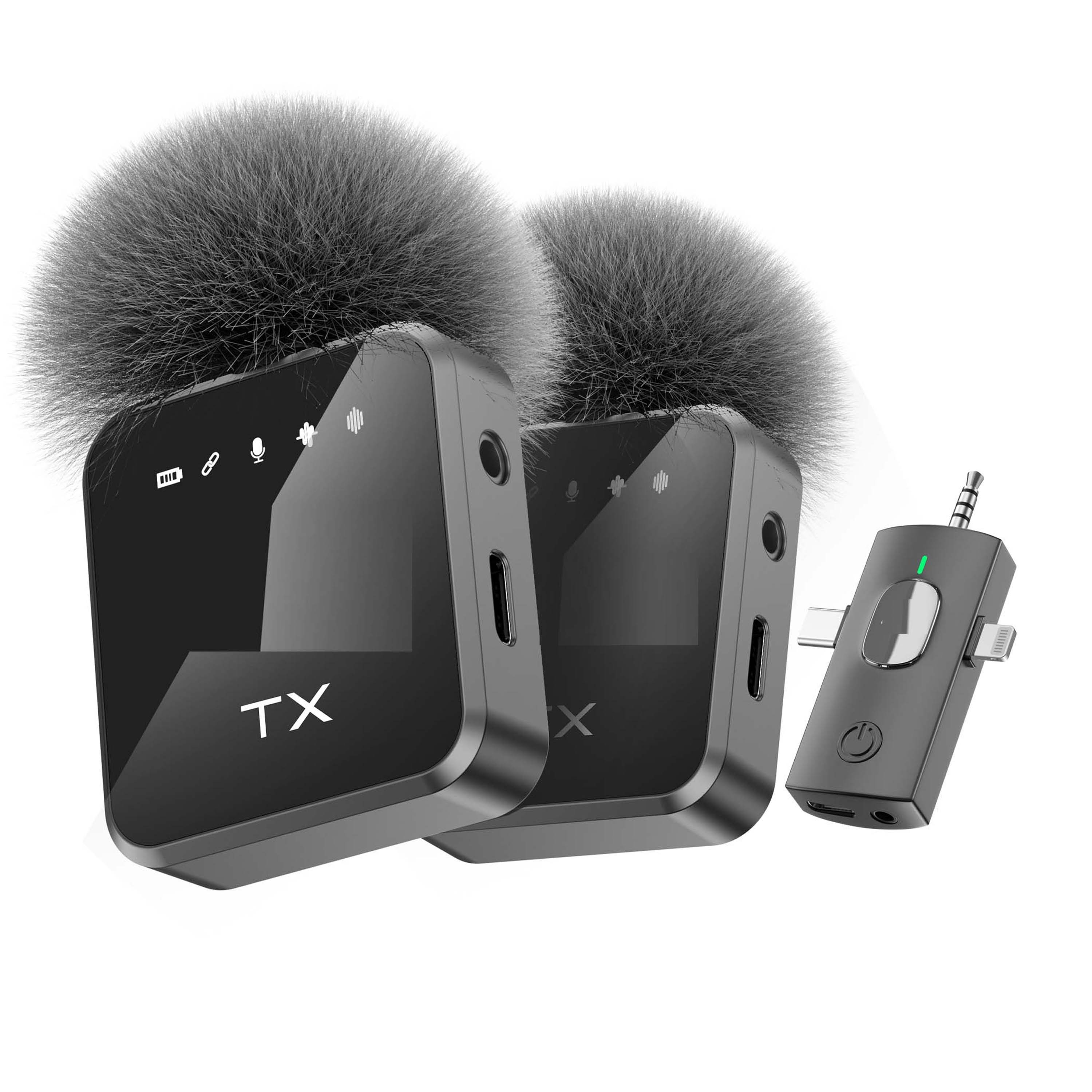 3-in-1 Lavalier Wireless Microphone – 2pcs Wireless Mic Compatible with iPhone, iPad, and Android | Perfect for Video Recording, Gaming, Live Streaming, and Podcasts