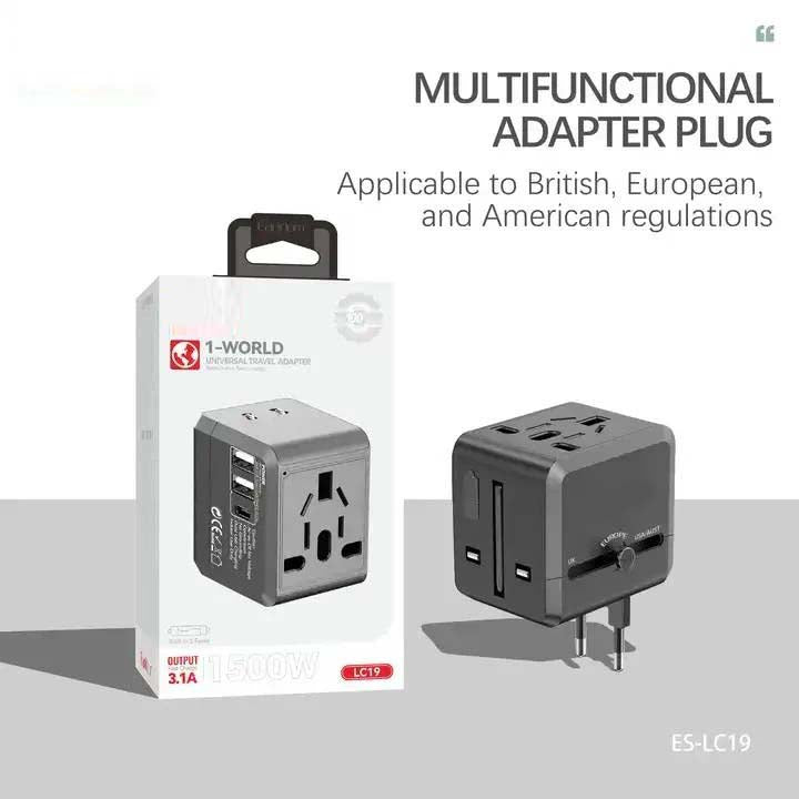 USB International Travel Adapter with Type-C to USB 3.1 Adapter | Universal Adapter with Dual USB Ports | Built-in Safety Features | Durable Travel Accessory for All Devices