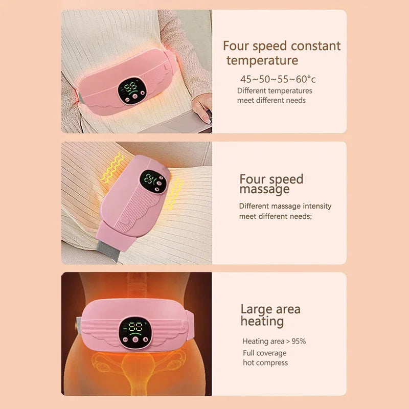 Smart Menstrual Heating Pad | 4-Gear Constant Temperature Abdominal Massager with Vibration | Warm Palace Belt for Period Cramps & Pain Relief – Pink Colour