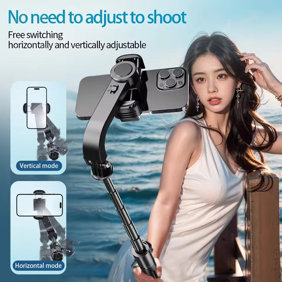 Q-30 Mini Gimbal Stabilizer | 3-Axis AI Handheld Stabilizer with Selfie Stick & Tripod | ABS & Aluminum Smartphone Stabilizer for Smooth Video & Vlogging