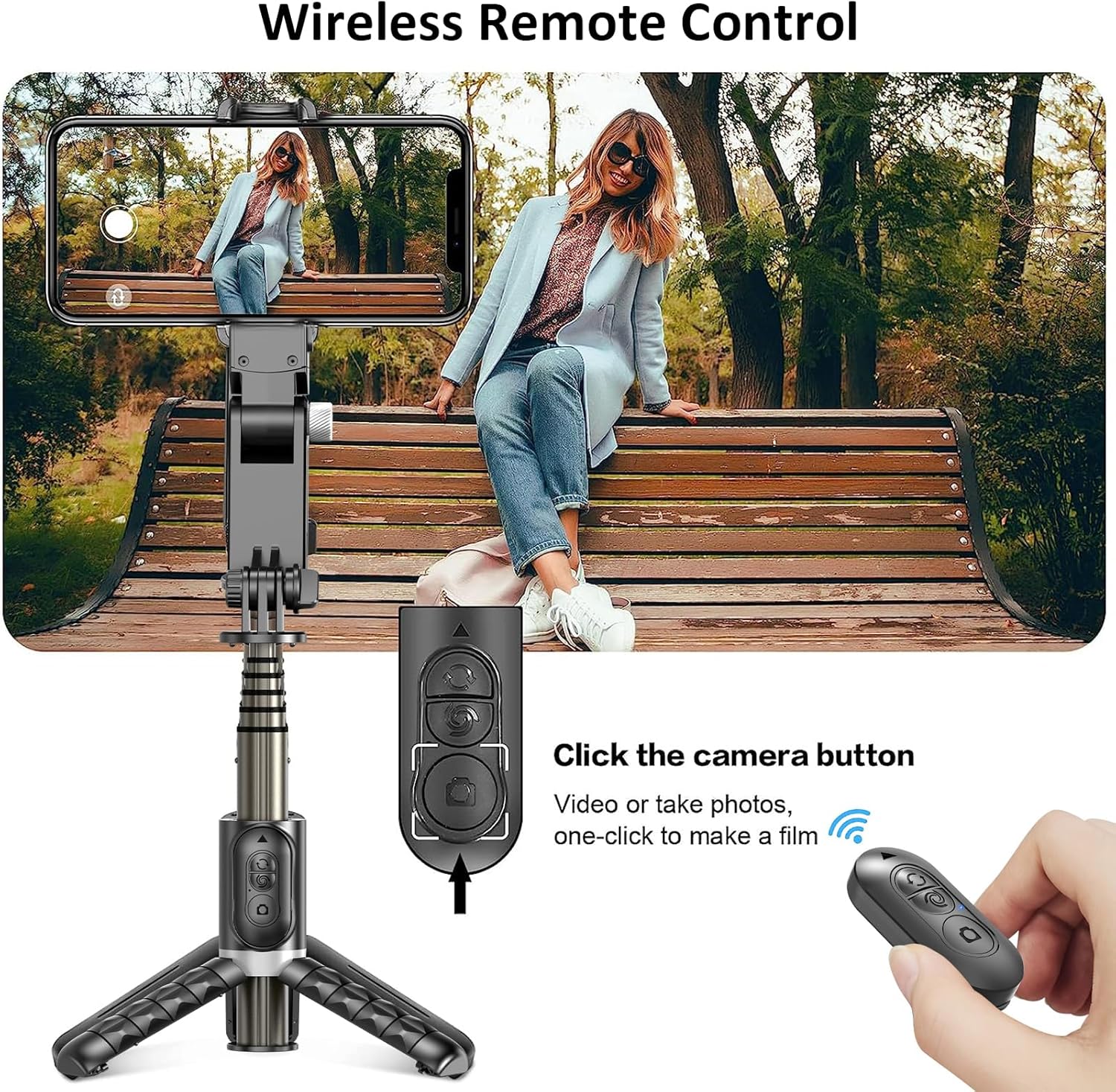 Q18 Mobile Phone Selfie Stick – Anti-Shake Gimbal Stabilizer with Built-In Fill Light, Rechargeable Battery, and Universal Smartphone Compatibility
