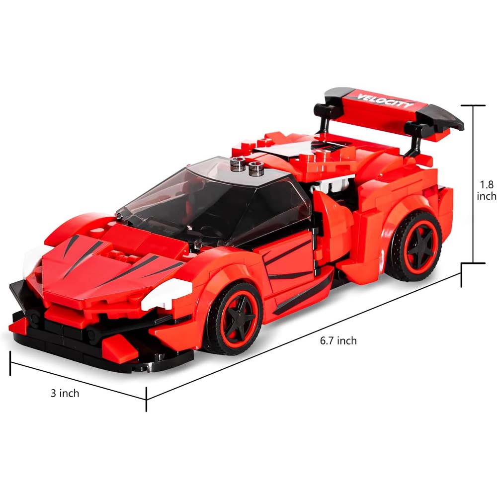 Come Alive 1:20 Scale Supercar. 288-piece red supercar building set with industrial flair. Ideal gift for kids & adults.