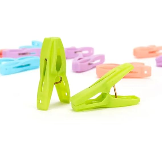 Plastic Clothes Pins Laundry Clips | 40 Colorful Clothespins with Storage Bag | Small 2-Inch Clothespins for Clothes Drying