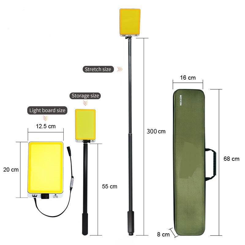 DC 12V Dual-Color LED Camping Light | Telescopic Rod Outdoor Light for BBQ, Night Parties & Camping