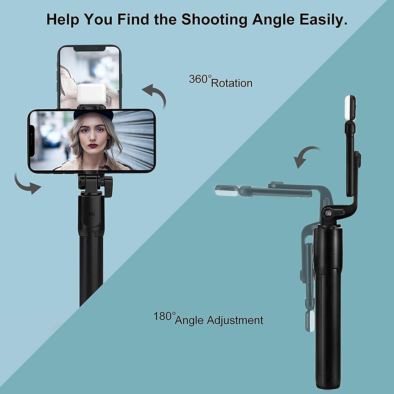 Selfie Stick Tripod with Bluetooth Remote & LED Light | Extendable 70cm Portable Selfie Stand | Universal Compatible for iPhone & Android Smartphones | 3-in-1 Selfie Tool for Photos, Videos & Vlogging