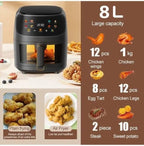 Multifunctional Digital Touch Air Fryer | 8L Capacity, 2400W | Sleek Black Kitchen Appliance