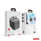 Universal Travel Adapter - All-in-One International Power Adapter with UK/US/AUS/EU Plugs & 4 USB Ports | Compact, Foldable, and Multi-Device Charging Solution