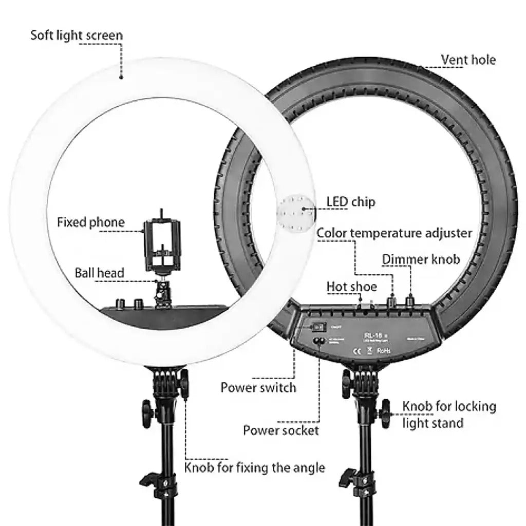 RL-18 LED Soft Ring Light – Perfect Lighting for Makeup, Photography & Vlogging