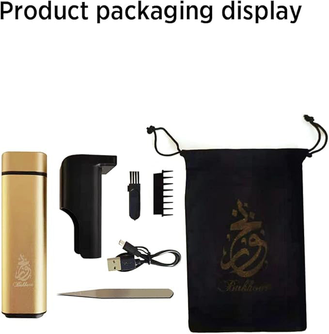 Rechargeable USB Electric Bakhoor Burner (Gold) | Portable Oud Incense Burner | Stylish & Functional Home Accessory
