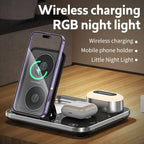 R12 Desktop Wireless Charger – 4-in-1 RGB Light Charging Station with Automatic Lifting