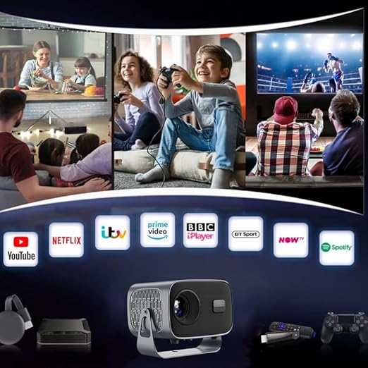 Portable Mini Projector – Compact 3D LED Home Theater System with Full HD 720P Support, Smart TV Compatibility, and Plug-and-Play Setup