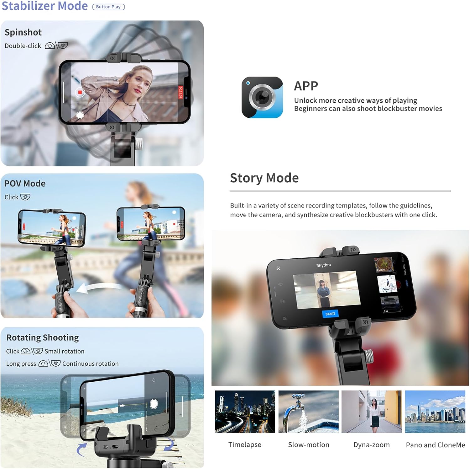 Q18 Mobile Phone Selfie Stick – Anti-Shake Gimbal Stabilizer with Built-In Fill Light, Rechargeable Battery, and Universal Smartphone Compatibility