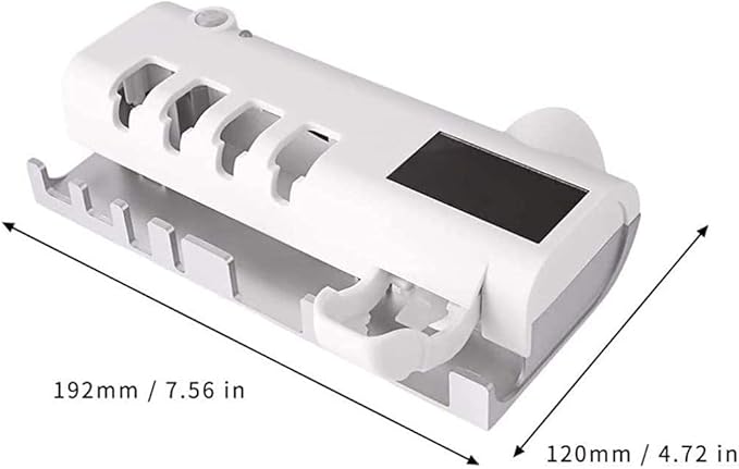 3-in-1 Intelligent Photosensitive Toothpaste Dispenser | Wall-Mounted USB Solar Rechargeable Toothbrush Holder (White)