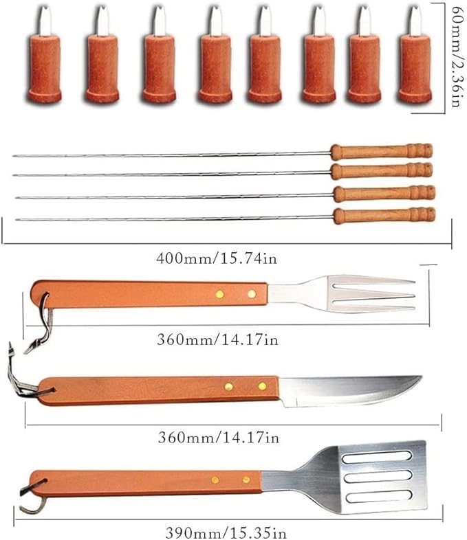 18-Piece BBQ Tool Set | Stainless Steel Grilling Accessories with Wooden Handles | Perfect Gift for Men & Women
