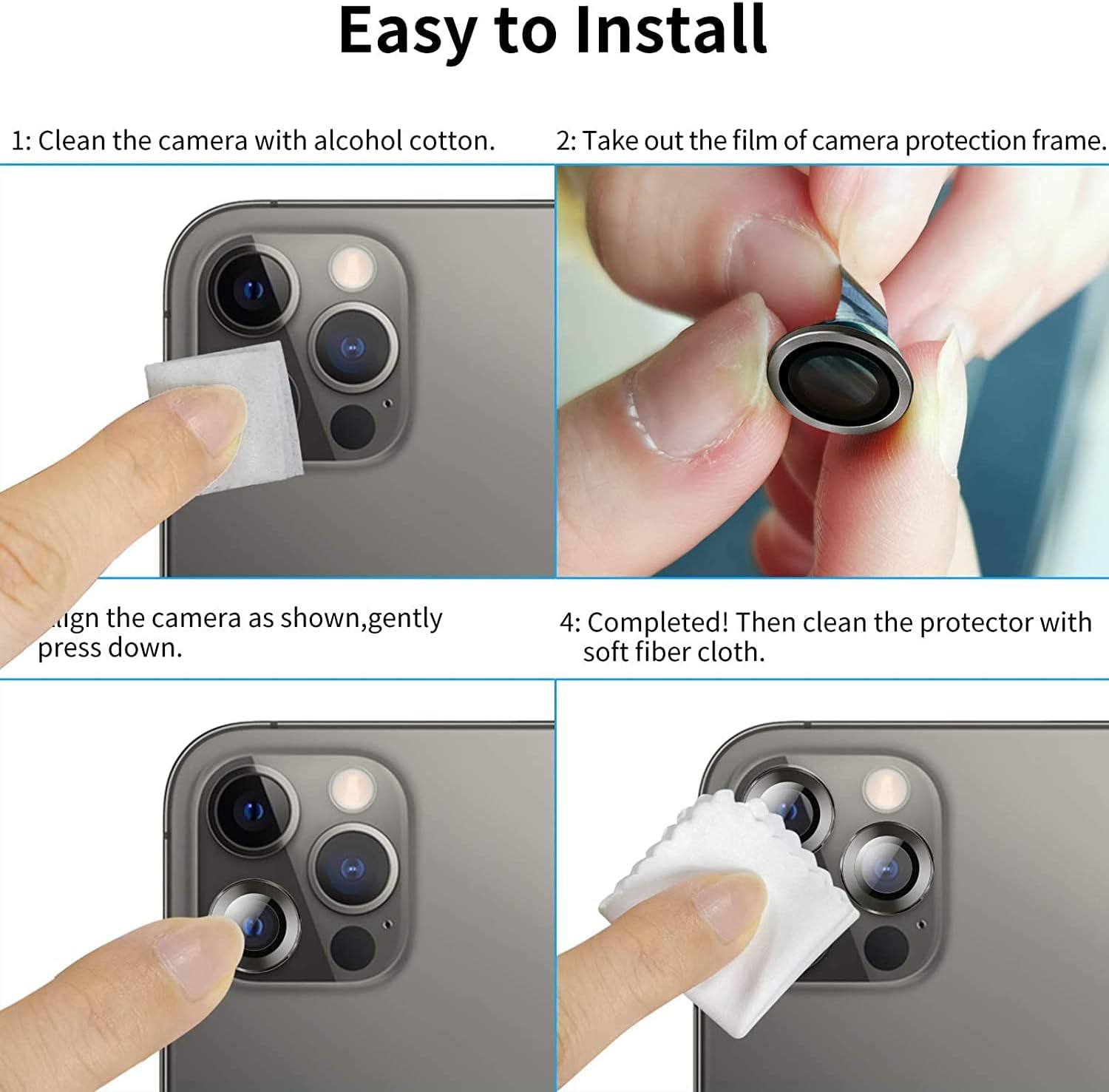 Camera Lens Protector for iPhone 13 Pro/Pro Max | 9H Tempered Glass & Metal Ring