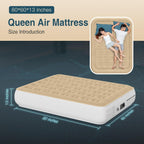 Queen Air Mattress with Built-in Pump | Inflatable Camping & Guest Bed