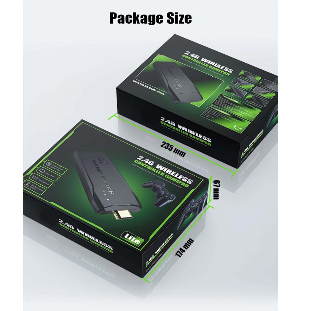 Retro Game Stick Lite | Plug & Play HDMI Console with 20,000+ Classic Games, Dual 2.4G Wireless Controllers, 64GB Storage | Portable Gaming System for TV