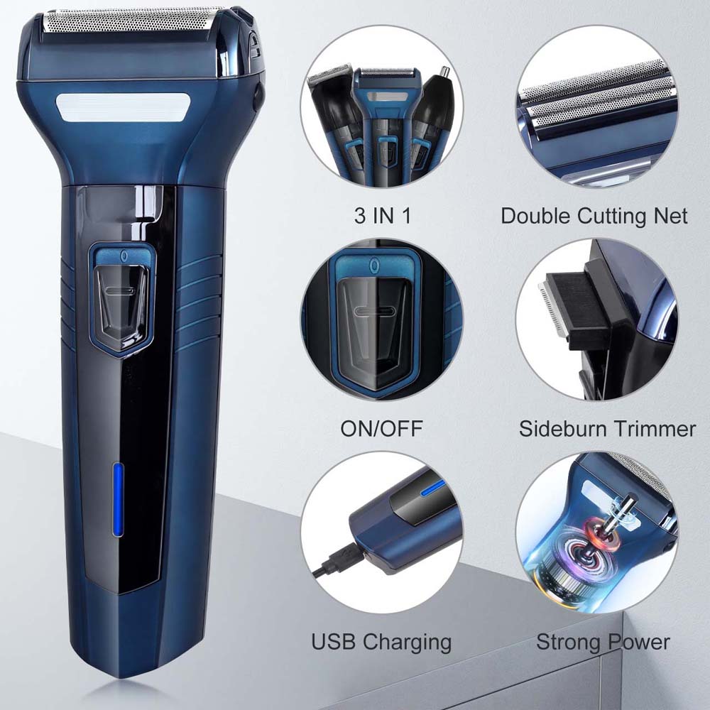 DL-9021 3-in-1 Hair Clipper Set - Rechargeable USB-C Trimmer with Digital Display & Interchangeable Blades
