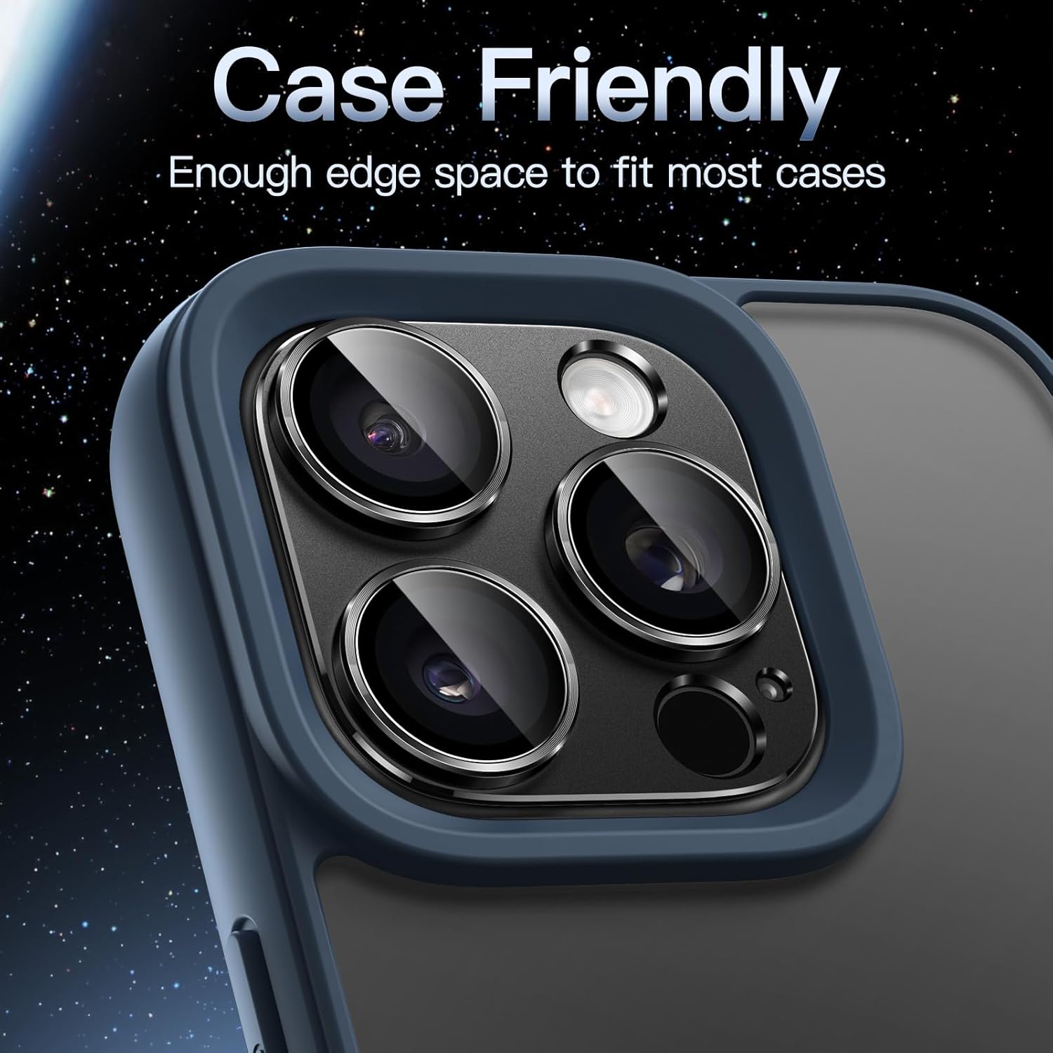 Camera Lens Protector for iPhone 16 Pro/Pro Max | 9H Tempered Glass with Matte Metal Plate