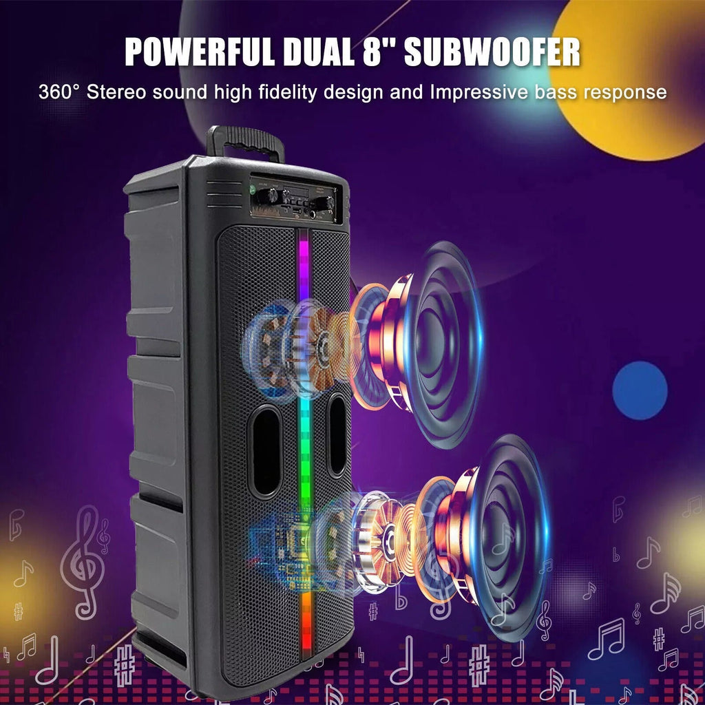 Portable 8-Inch Trolley Speaker – Bluetooth, Powerful Bass, USB/AUX Connectivity for Outdoor Events