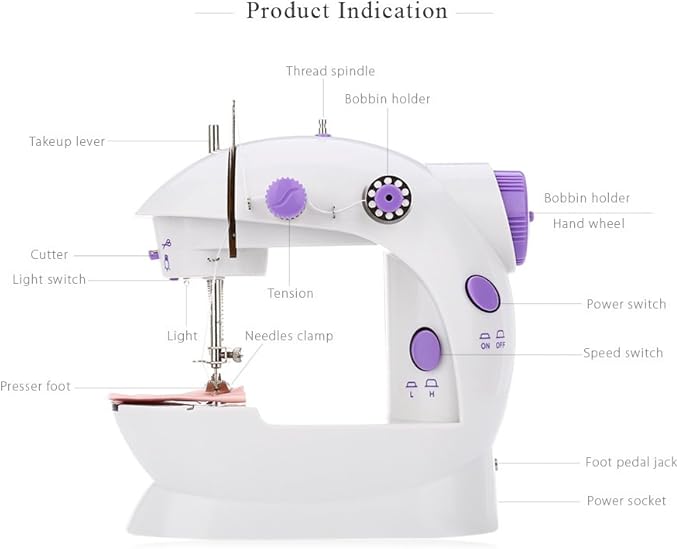 Sewing Machine for Beginners | Portable Mini Electric Sewing Machine with Extension Table, Dual Speed, & Foot Pedal | Perfect for Kids & Household Use