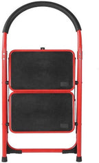 Compact 2-Step Mini Ladder | Folding Wrought Iron Red Stairs for Home Use