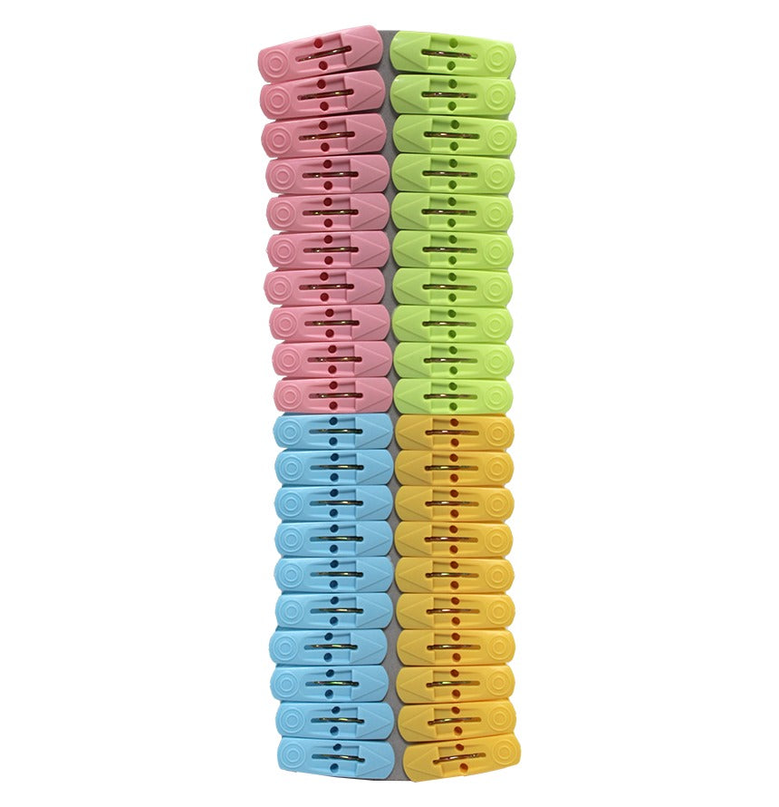 Plastic Clothes Pins Laundry Clips | 40 Colorful Clothespins with Storage Bag | Small 2-Inch Clothespins for Clothes Drying