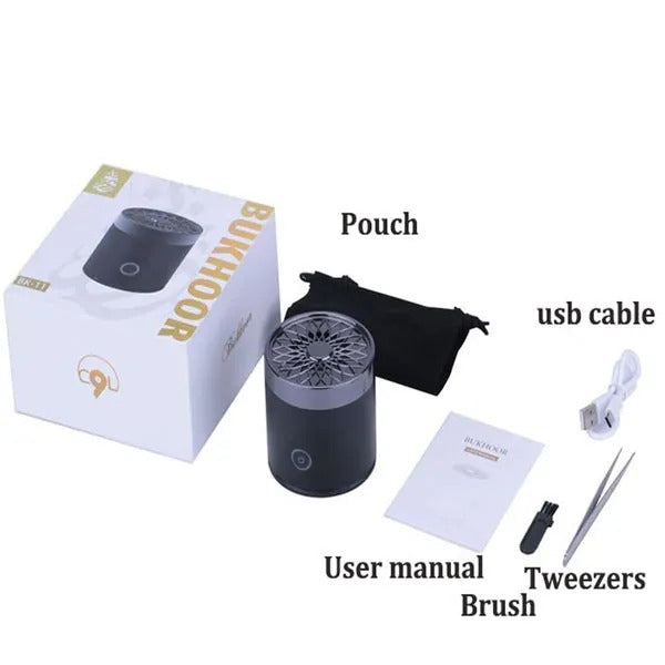 Electric Mini Bakhoor Burner | Portable USB Rechargeable Aroma Diffuser for Car | Compact Incense Burner for On-the-Go Scent | Easy-Maintain Traditional Luxury Aroma