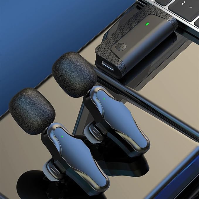K35 Pro Wireless Lavalier Mic – Dual-Mic, Noise Reduction, 3.5mm AUX, For Vlogging, Interviews & More