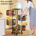 5-Tier Rotatable Storage Rack | Kitchen Fruit & Vegetable Basket with 360° Wheels