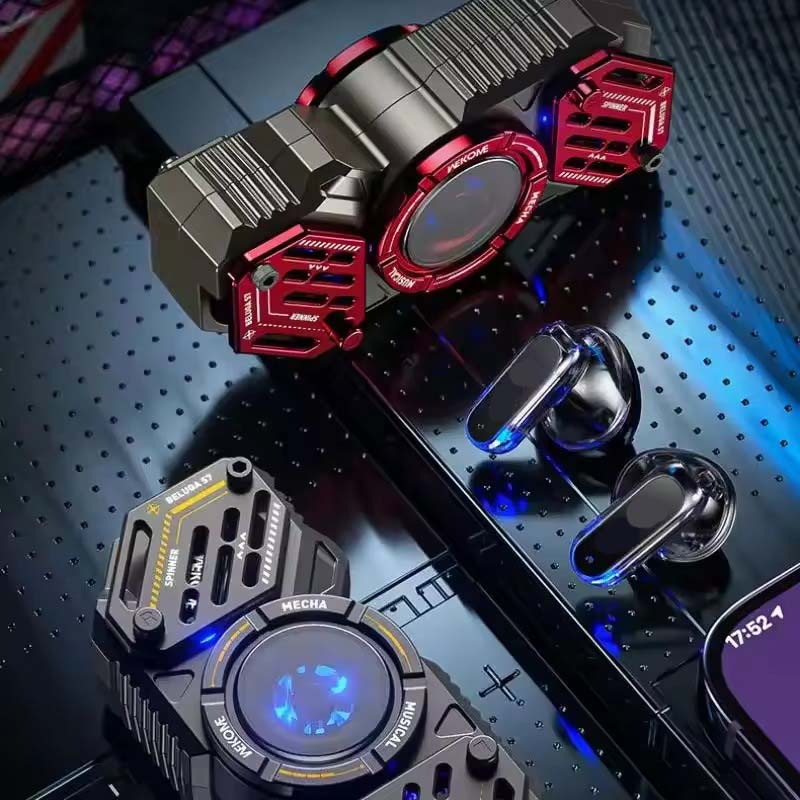 Fidget Spinner Earphones – Glow in the Dark, High-Speed Silent Spin, Metal Gear Design, Stress Relief & Entertainment for Kids and Adults