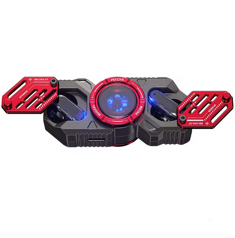 Fidget Spinner Earphones – Glow in the Dark, High-Speed Silent Spin, Metal Gear Design, Stress Relief & Entertainment for Kids and Adults