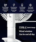 Handheld Rechargeable USB Portable Fan – Wearable Neck Air Cooler with Foldable Design for Travel and Outdoor Use