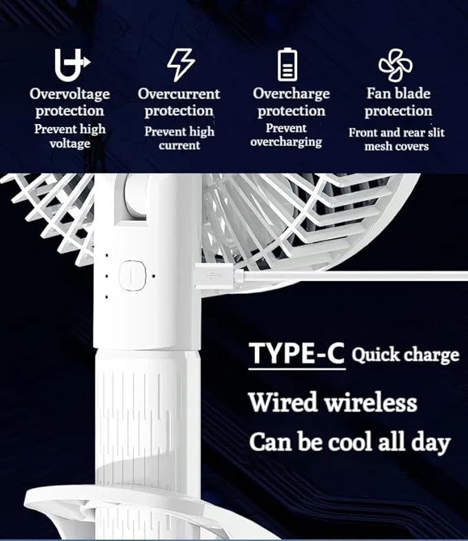 Handheld Rechargeable USB Portable Fan – Wearable Neck Air Cooler with Foldable Design for Travel and Outdoor Use