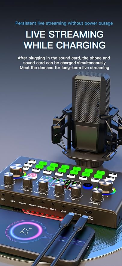 F009 Live Sound Card – Bluetooth Audio Mixer for Broadcasting, Recording, and Live Streaming