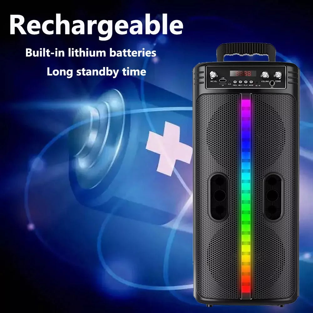 Portable 8-Inch Trolley Speaker – Bluetooth, Powerful Bass, USB/AUX Connectivity for Outdoor Events