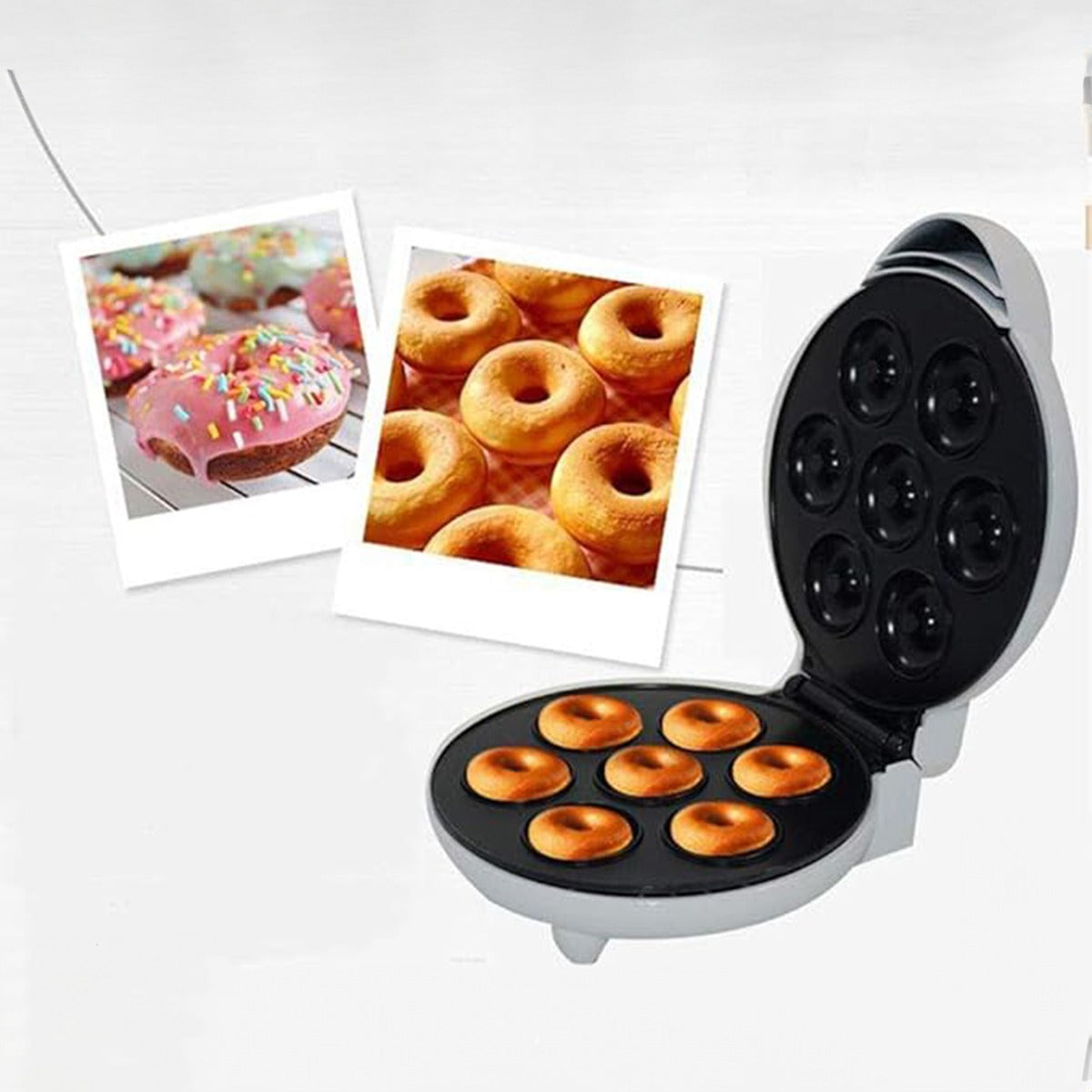 Household Electric Donut Maker | Double-Sided Heating Donut & Bread Machine with Non-Stick Cake Baking Pan | Easy-to-Use Breakfast Maker Oven for Homemade Donuts, Cakes, and Mini Bread