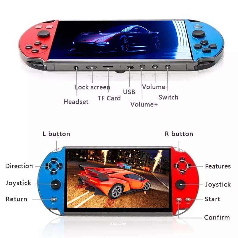 Retro Handheld Game Console | 7-Inch MP5 Video Game Player with 12 Emulators & 10,000 Games | Portable Classic Gaming Handheld