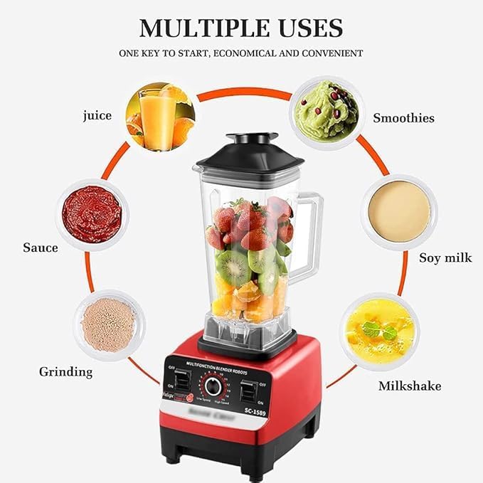 Heavy Duty Commercial Grade Blender Juicer – 6-Blade Mixer for Smoothies, Food Processing, and Ice Crushing