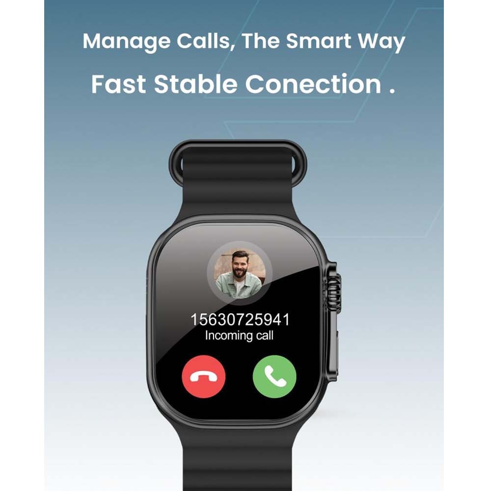 TC41 Curve Smartwatch - 2.01" AMOLED, AI Assistant, Bluetooth Calls, Wireless Charging, IP68, Fitness Tracker (Black)