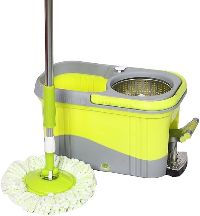 Microfiber Cleaning Flat Mop – 360° Spin Magic Easy Mop with Bucket for Multi-Surface Cleaning