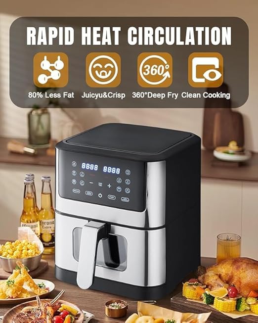 Smart Air Fryer – 1500W with Visible Cooking Window, Removable Basket & Precise Timer/Temp Control