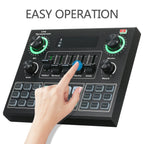V9 Live Sound Card BT – Bluetooth Audio Mixer with Sound Effects for Mobile Broadcasts & Singing