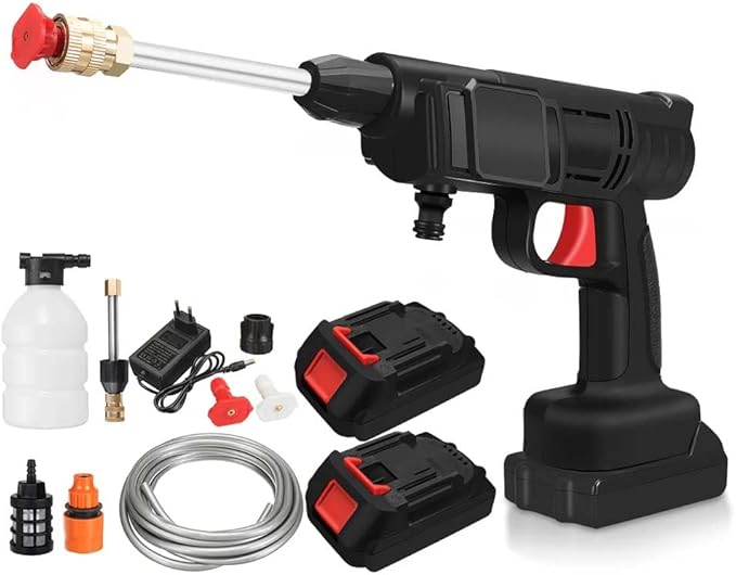 Heavy Duty Cordless Portable Battery Washer | High-Pressure Washer for Solar Panels, AC Units, Vehicles & Outdoor Equipment | Foam Kettle & Accessories Included