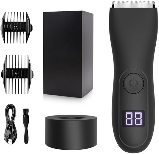 Electric Hair Trimmer & Shaver for Men | Body Groomer for Groin, Ball & Pubic Hair | Replaceable Ceramic Blade