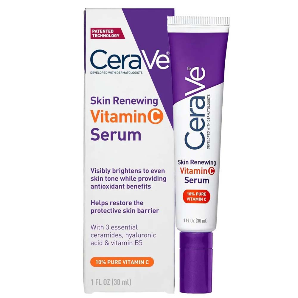 CeraVe Skin Renewing Vitamin C Serum - 30ml Brightening Serum with Hyaluronic Acid & Ceramides for Radiant Skin